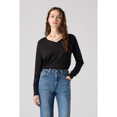 Levi's Petal Vneck Sweater Caviar Triblend Maat: S | Gebreide Truien Outlet | Dames