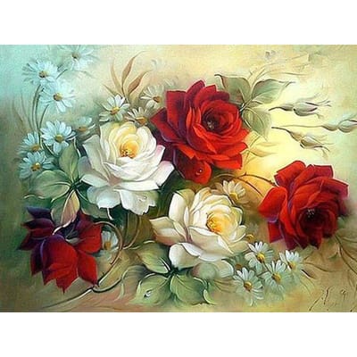 Diamant borduurwerk steentjes borduurwerk Diamond Craft schilderij pioen rode en witte bloemen diamant 20X30CM red
