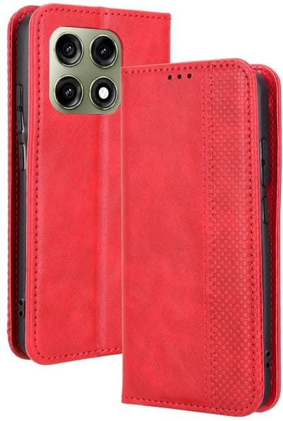 Coverup Hoesje - Geschikt voor Motorola Edge 70 Pro Hoesje - Coverup Vintage Style Book Case - Rood