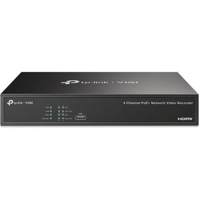TP-Link VIGI NVR1004H-4P Netwerk Video Recorder (NVR) Zwart