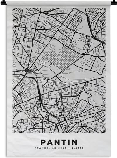 Wandkleed - Wanddoek - Kaart - Stadskaart - Frankrijk - Pantin - Plattegrond - 120x180 cm - Wandtapijt
