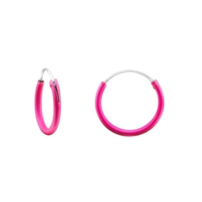 Aramat Jewels | Oorringen | Zilveren Oorringetjes Donker Roze - 12mm | | | |12mm | Zilver | Kinderen, Volwassenen | Verkleurd niet