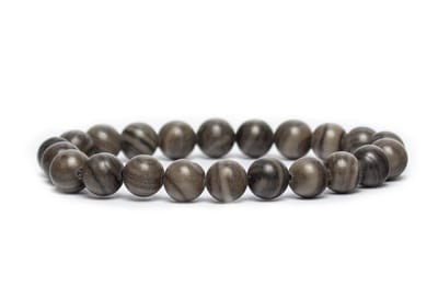 Bixorp Gems Zwarte Hout Jaspis Edelsteen Armband - Gepolijste Natuursteen Kralenarmband - 20cm