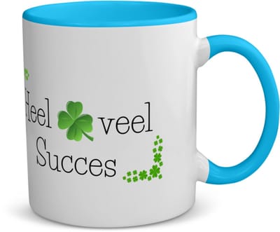 Akyol - afscheid collega cadeau - koffiemok - theemok - blauw - Collega - collega met opdruk - collega kado - collega cadeau - collega afscheid - klavertje vier - verjaardag - liefste collega - leuk kado om te geven - 350 ML inhoud