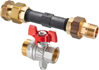 OVENTROP Warmtehoeveelheidsmeter-aansluitset voor verdeler, Dg, met kogelkraan DN 20, 1404585