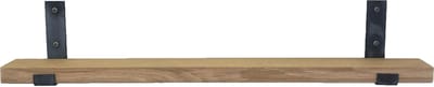 GoudmetHout® Wandplank Industrieel - 160 x 10 cm Muurplank - Eiken Hout - Decoratie Wandrek & Boekenrek - Hangplank Keuken - Wall Shelf + 2 Plankdragers van Ruw Staal