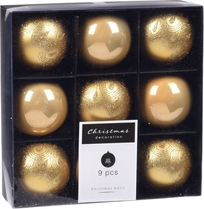 Christmas Decoration Kerstballen - 9x st - goud - 6 cm - kunststof - kerstversiering