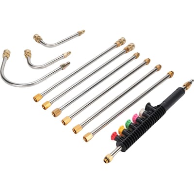 Ensemble de rallonge pour nettoyeur haute pression Lance de nettoyeur haute pression 4000 PSI avec 60 degrés 90 degrés Courbée 60 degrés Grande U gray