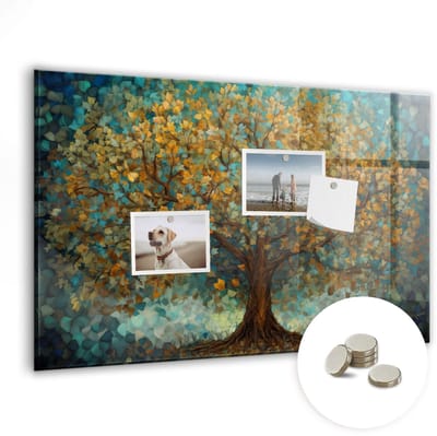 Coloray Glazen Magneetbord - Magnetisch Bord Mozaïekboom - 60x40 cm - Veelkleurig Magneetbord - Magnetic Board - Woonkamer Decoratie