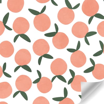 Papierrol Cadeaupapier – Perzik Print – 50 cm x 150 m – Wit Cadeaupapier met Perziken – Duurzaam & Recyclebaar Inpakpapier – Voor Cadeaus, Winkels & Feestdagen