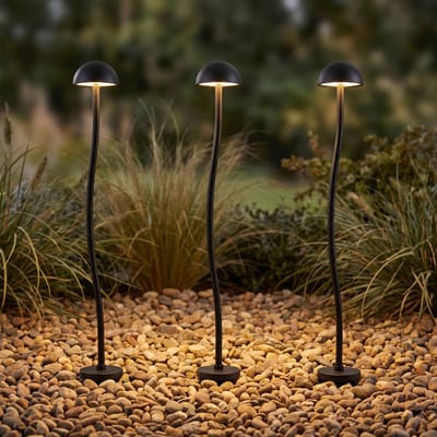 Lindby LED grondspies lamp Soremi, zwart, set van 3, IP44