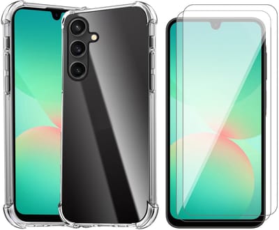 Hoesje geschikt voor Samsung Galaxy A17 5G / A26 - 2x Screenprotector Glas - Shockproof Transparant