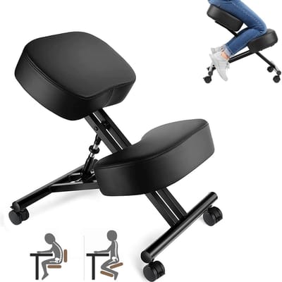 AMA® Kniestoel - Bureaustoel - Ergonomische Bureaustoel - 50 x 50 x 55 cm - Zwart