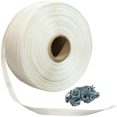 Omsnoeringsband Pakket - Textielband Lussen - Zware Lasten Zekeren - Hoge Breeksterkte - 19 mm x 500 m - Wit
