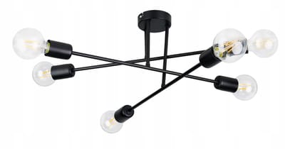 Loft Hanglamp Zwart 6xE27 Edison Stijl