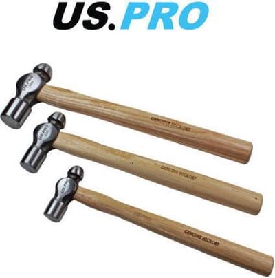 Bolhamer-set / Bolkop hamerset met hickory steel 3-delig