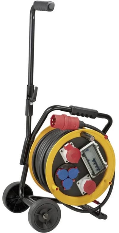 Brennenstuhl Brobusta CEE 2 FI IP44 kabelhaspel met trolley (kabelhaspel 30m, met FI-bescherming, voor permanent gebruik buitenshuis, Made in Germany)