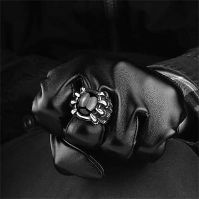 Eenvoudige Mode Kreeftenklauw Ogen Retro Punk Gotische Grote Zwarte Rode Zirkonia Mannenring Tide Ins Hip-hop Niche Feest Sieraden Cadeau 11 black