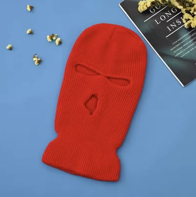 CHPN - Bivakmuts - Bivak muts - Muts - Gezichtsmuts - Rood - One Size - Gebreid - Elastisch - Motormasker - 3 gaats-Face Mask - Balaclava - Universeel