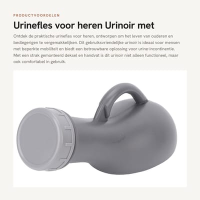 Dailygoods- Urinefles met deksel - Urinoir voor mannen - Handvat - Kunststof - Duurzaam - Geschikt voor ouderen en bedlegerigen