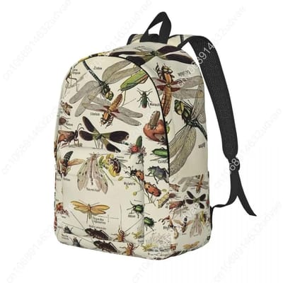 Insecten Kaart Wetenschappelijke Mode Rugzak Middelbare School Werk Vintage Entomologie Dagrugzak voor Mannen Vrouwen Laptop Schoudertas black