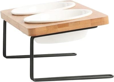 Keramische voerbak - Huisdier bakjes - Comfortabel eten - 15° Gekantelde standaard - 13 cm breed - Wit