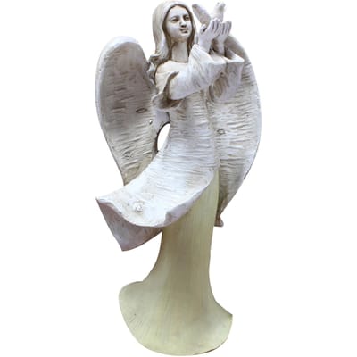 Engel Standbeeld Vintage Hars Engel en Duif Sculptuur Beeldje voor Huis Bruiloft Decor gray