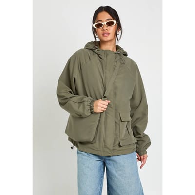 boohoo Dames Festival Regenjas Met Tas | Kaki | Maat: 36