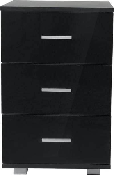 Nachtkastje - halkastje 3 lades - 63 cm hoog - zwart