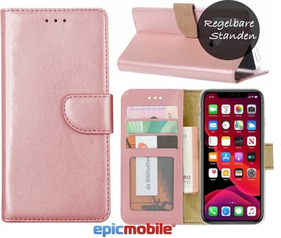 Hoesje geschikt voor iPhone 11 PRO MAX Hoesje - Book Case - Portemonnee Hoes - Wallet bookcase - iPhone 11 PRO MAX book cover - Rose goud - EPICMOBILE
