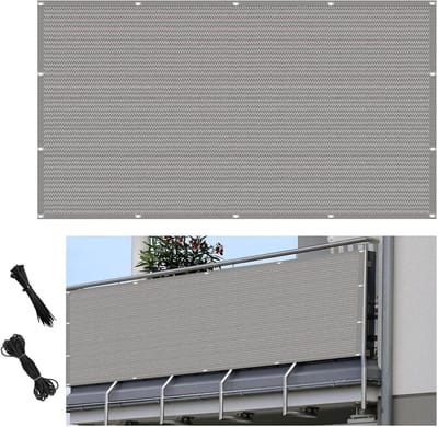 Balkonbekleding 180 x 540 cm Bescherming Tegen Inkijken en Wind Afrastering Tegen Inkijk Balkonscherm met Kabelbinders Voor Tuinhek of Balkon, Lichtgrijze
