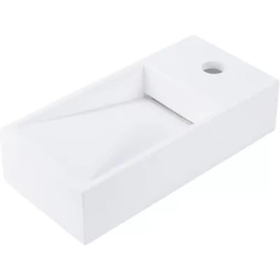 Aquavive Wasbak Rino Solid Surface - Rechthoek - Wit - 38x18x9cm