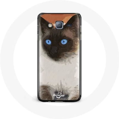 Case voor Samsung Galaxy J3 Siamese Zwart-Wit Blauwe Ogen