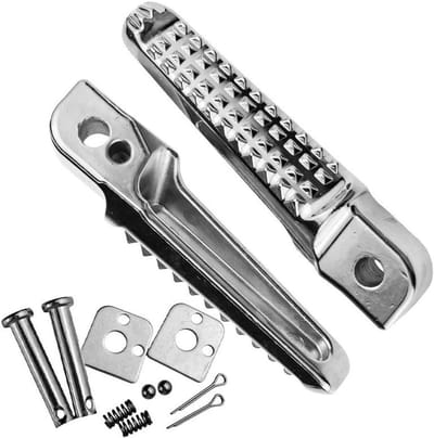 Motorfiets Achter Voetsteunen - Universele Voetsteunen Set - Comfortabel Rijden - Aluminium Anti-Slip - 2 Stuks - Zilver
