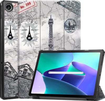 Hoesje Geschikt voor Lenovo Tab M10 Plus (3e / 3rd Generatie) - Dun & Stevig - Trifold Bookcase - Hard Cover - Hardcover Book Case - Tablet Hoes - Eiffeltoren