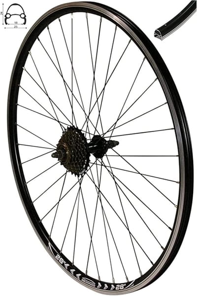 Achterwiel Fiets - 28 inch Wiel - Fiets Onderhoud - Holle Kamer - 7-voudige Krans - Zwart