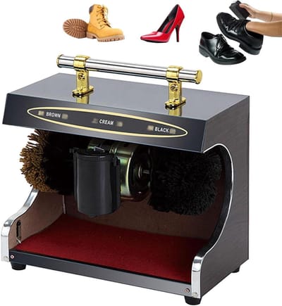 Automatische Schoenpoetser - Elektrische Poetsmachine - Schoenen Glanzend Houden - Voetschakelaar Bediening - 37x21x29cm - Zwart