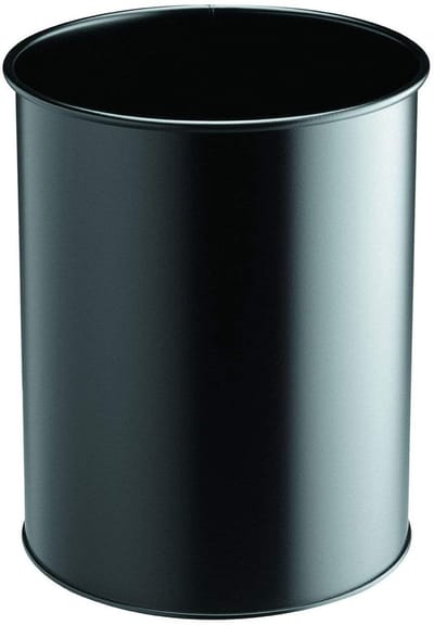 Prullenbak metaal rond, 15 liter, zwart