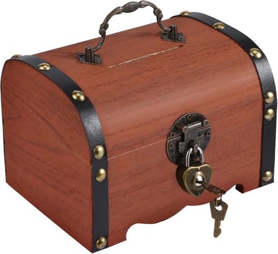 Houten Schatkist - Decoratiebox Hout - Speelgoed Opslag - Veiligheidsslot Antiek - 142 x 10 x 6 cm - Bruin