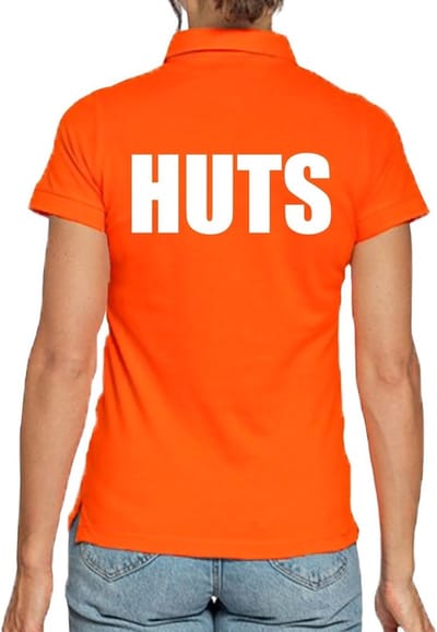 Koningsdag poloshirt / polo t-shirt HUTS oranje dames - Koningsdag kleding/ shirts S