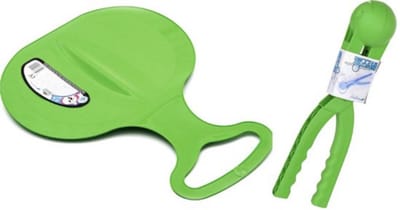 Groene Pannenkoekslee met gratis sneeuwbalmaker - Slee - Glijmat - Winterspeelgoed - Sneeuwballen - ijspret - Sneeuwspeelgoed
