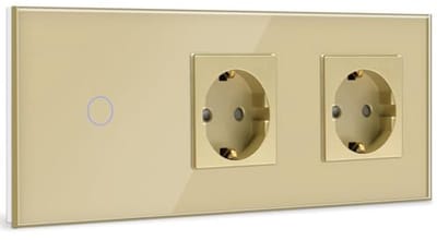 Touch Lichtschakelaar met Dubbel Stopcontact en LED-indicator - 1 Voudig 1 Weg - Geen Neutrale Draad - 500W, 16A - Modern Design