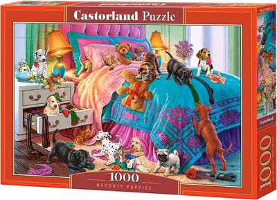 Castorland Naughty Puppies – Puzzel – 1.000 stukjes – Satijnen afwerking – Perfecte pasvorm – Europese kwaliteit
