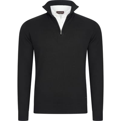 Cappuccino Italia - Heren Trui Pullover Zip Mock - Zwart - Maat M