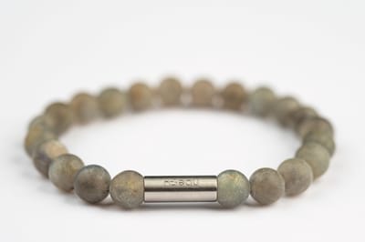 H-Beau - Handgemaakte Armband van Edelstenen - Natuurstenen - Labradoriet Kralen - RVS Kraal - 8mm - lengte 19cm - Mat – Grijs - Groen - Heren - Unisex - Sterrenbeeld - Horoscoop - Leeuw - Schorpioen - Boogschutter