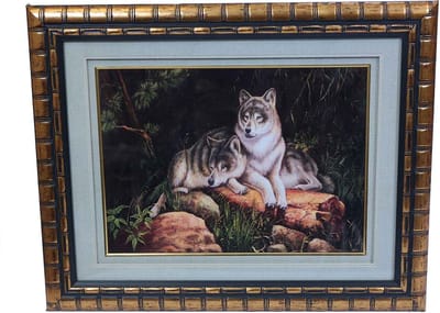 PIA Soft Toys schilderij 2 Wolven - 47 cm x 59 cm