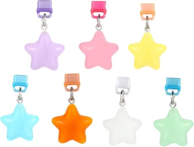 7-delige stofplug hanger met kleurrijk sterontwerp, schattige telefoonhanger en poortbeschermer voor e-readers, boeken en accessoires voor vrouwen, leraren en studenten