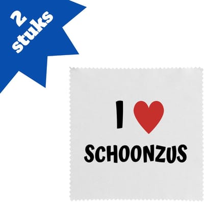 Akyol - i love schoonzus brillendoekjes - Zus - de liefste schoonzus - verjaardag - cadeautje voor zus - zus artikelen - kado - geschenk - 17,8 bij 17,8 cm - 2 stuks