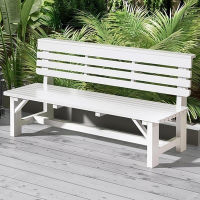 Houten Tuinbank - Buitenbank Terrasbank - Ontspannen in de tuin - Weerbestendig Massief Hout - 80 cm - Wit