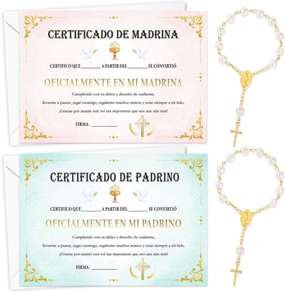 Dailygoods- Certificaat 2 Stuks - Peetmoeder/Peetvader - Enveloppen - Origineel Cadeau - Doopgeschenk - Peetouders - Doopcertificaat